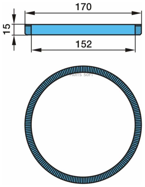 03.310.08.18.0_кольцо ступицы металл! зубчатое ABS 152x170x16 z=80 BPW ECO