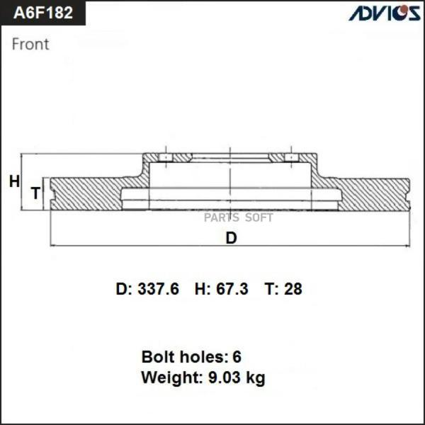 Диск Торм. Пер. Toyota Land Cruiser Prado ADVICS арт. A6F182B