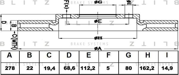 Диск тормозной BLITZ bs0396