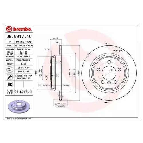 Диск Тормозной Brembo Painted Disc 08.6917.11 Brembo 08691711