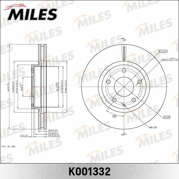 Диск Тормозной Miles K001332 Mazda 6/Cx5 Пер Miles арт. K001332