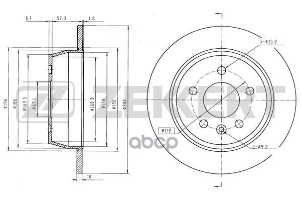 Диск Тормозной Zekkert Bs5239 Зад. Полный (280 X 63 X 10) Mb V-Class (638/2) 96-, Vito (63