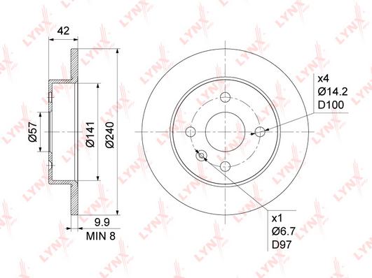 Диск Торм.Задн.Opel Astra F-H 1.2-2.0d 98=> / Meriva 1.4-1.6 03-10 LYNXauto арт. BN-1118