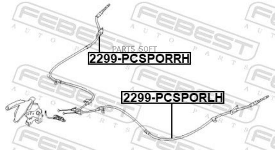 FEBEST 2299PCSPORRH Трос стояночного тормоза