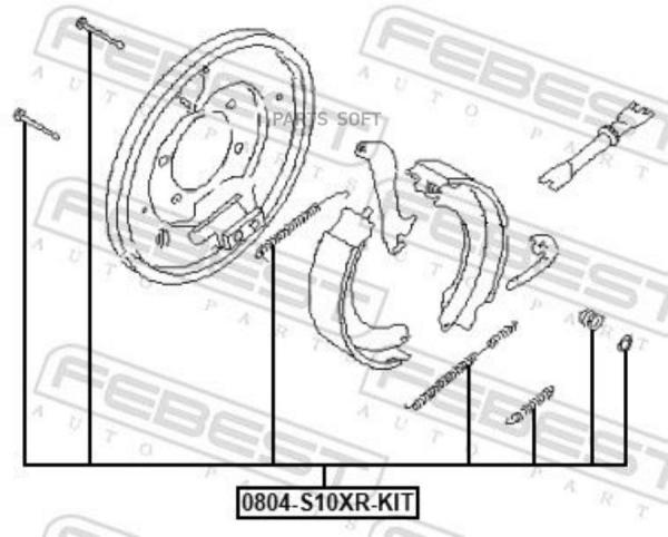 FEBEST К-кт монтажный барабанных колодок SUBARU IMPREZA 2000-2007 0804-S10XR-KIT