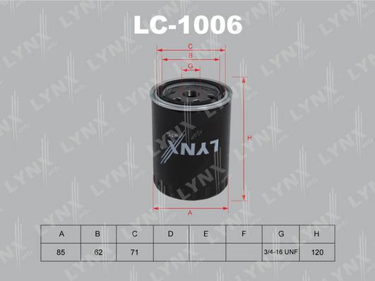 Фильтр масляный LYNXauto LC-1006