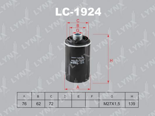 Фильтр масляный LYNXauto LC-1924