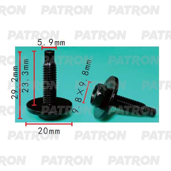 Гайка Винт T1=10.0x10.0, T2=0.0, F=5.9, L=24.0 PATRON P372215