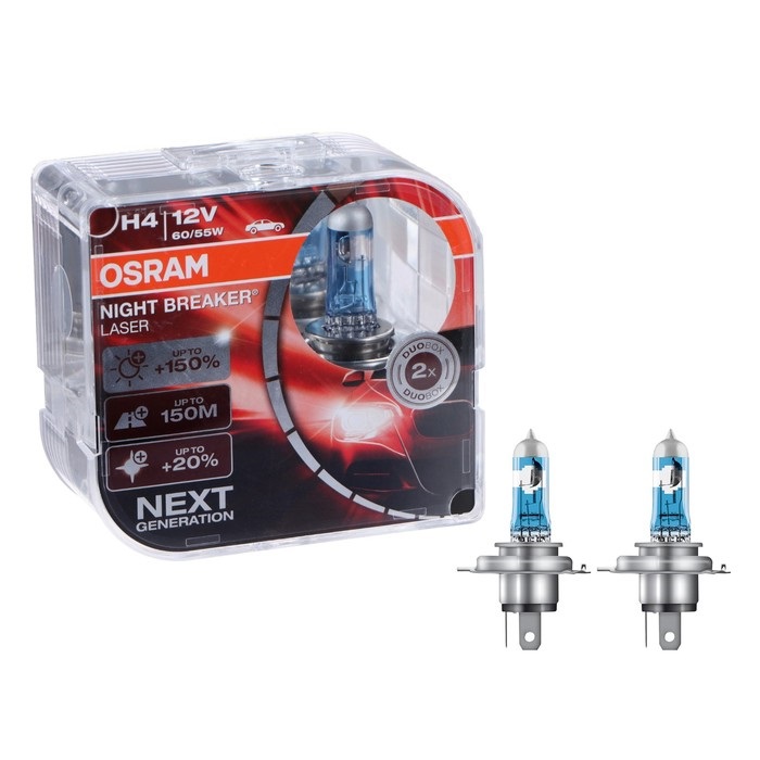 H4 12v (60/55w) Лампа Night Breaker Laser, Двойная Коробка OSRAM арт. 64193NL-HCB