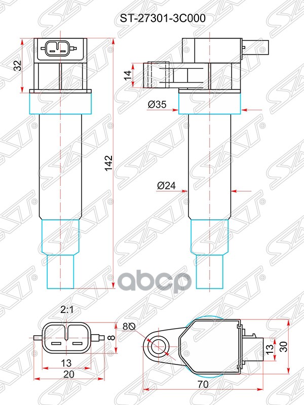 Катушка Зажигания Hyundai Ix55 (08-) Kia Sorento (06-) Sat Sat St273013c000 Sat арт. ST273