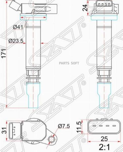 Катушка Зажигания Toyota 2,3gr#, 3ur# 2arfxe, 05- Sat арт. ST-90919-02256