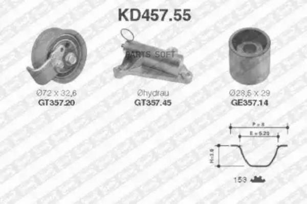 KD457.55_рем.к-кт ГРМ! Audi A4/A6, VW Passat 1.8/T 95-0