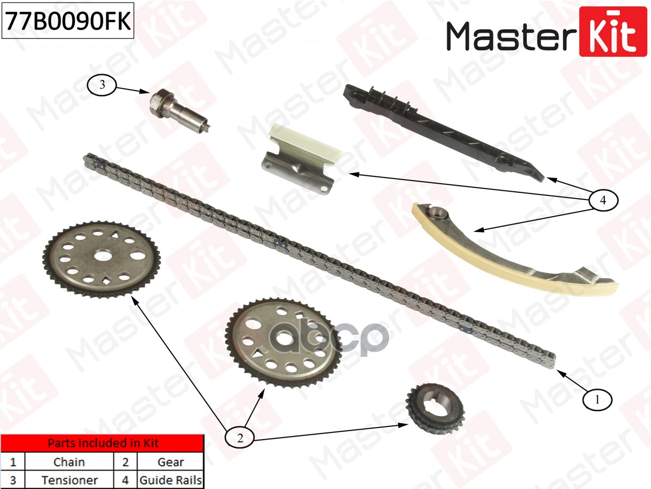 Комплект цепи ГРМ MASTERKIT 77b0090fk