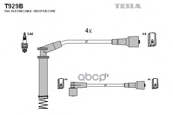 Комплект Проводов Зажигания TESLA T929B