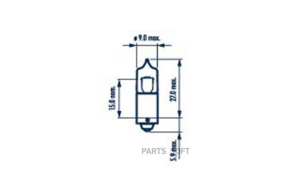 Лампа 12V H10W 10W BA9s Halogen Miniature NARVA