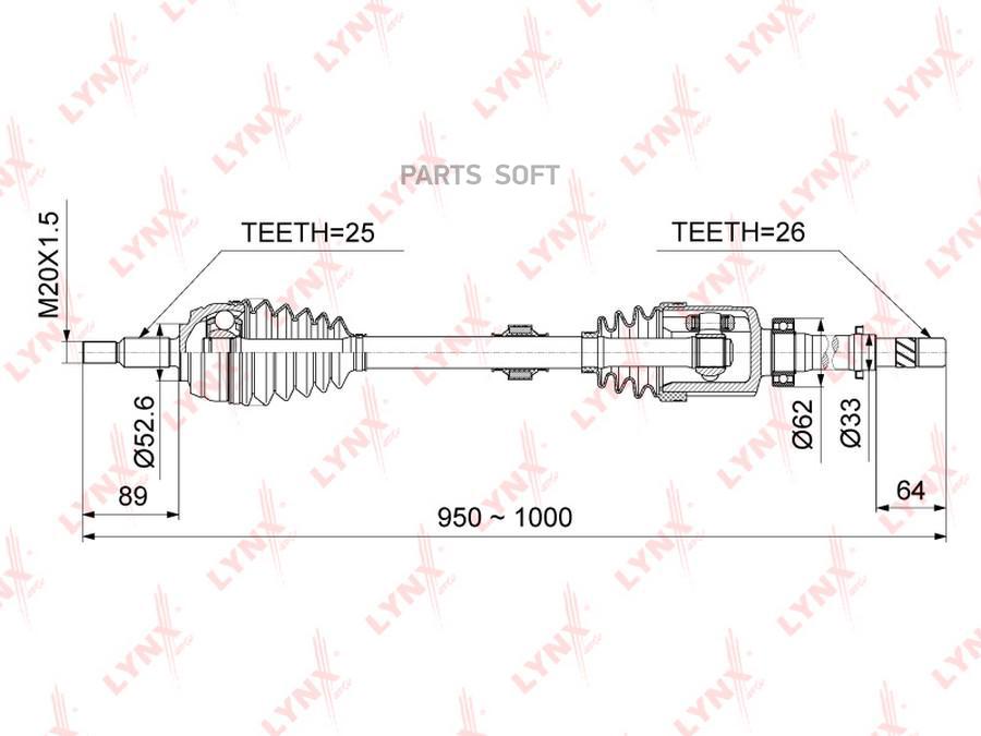 LYNXAUTO 'CD1020 Привод в сборе прав.RENAULT Duster 1.6 MT 10=> 1шт