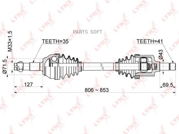 LYNXAUTO 'CD1045 Привод в сборе лев.CITROEN Jumper 2.2D-3.0D 06>, FIAT Ducato 2.2D-3.0D 06