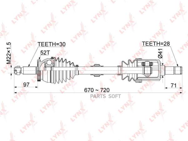 LYNXAUTO 'CD1054A Привод в сборе пер.лев.HYUNDAI Santa Fe(CM) 2.2D AT 06-12 1шт