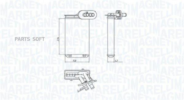 MAGNETI MARELLI 350218494000 Радиатор отопителя [157x234] 1шт