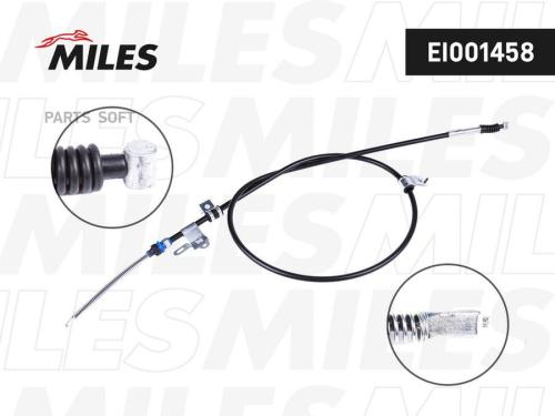 MILES EI001458 Трос ручного тормоза TOYOTA COROLLA 02-07 1637мм лев.