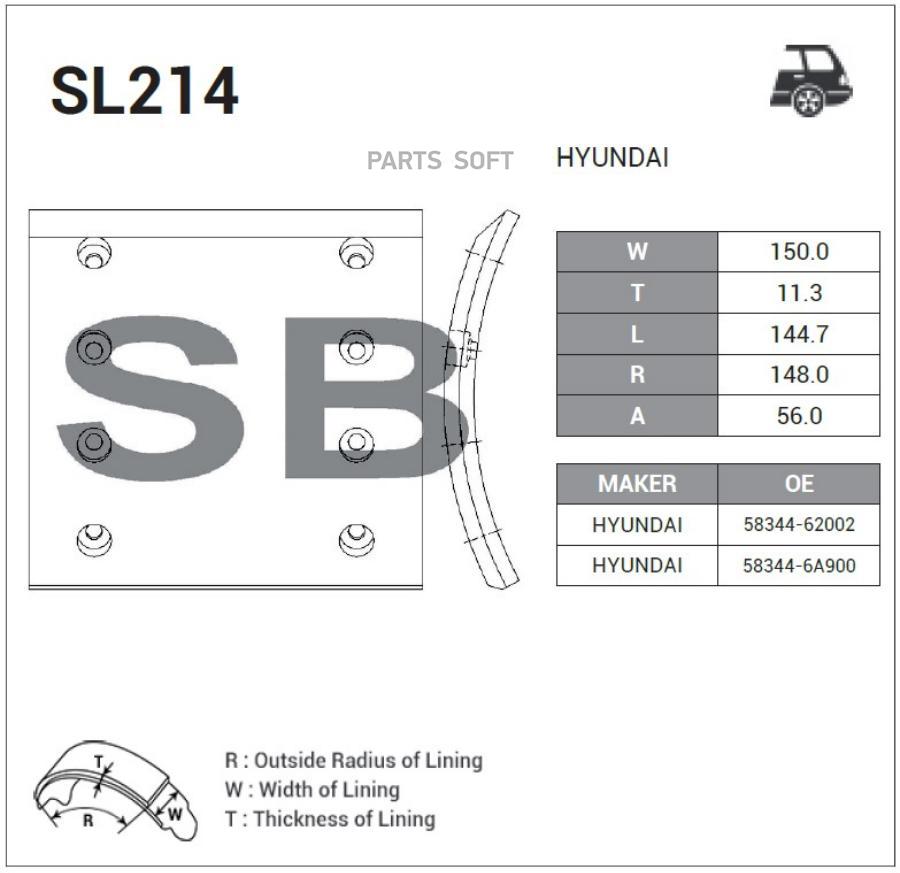 Накладка тормозная Sangsin brake sl214