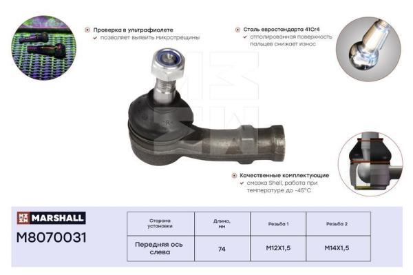 Наконечник рулевой левый Volkswagen Golf 83-/Jetta 84-/Passat 88- ; LEMFORDER 10250; OEM