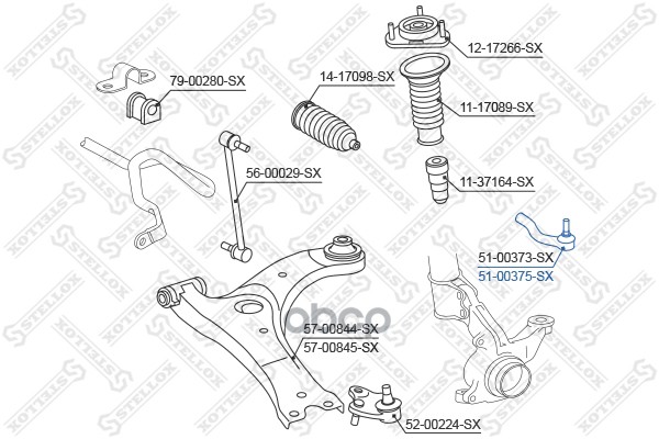 Наконечник рулевой Stellox 5100375SX