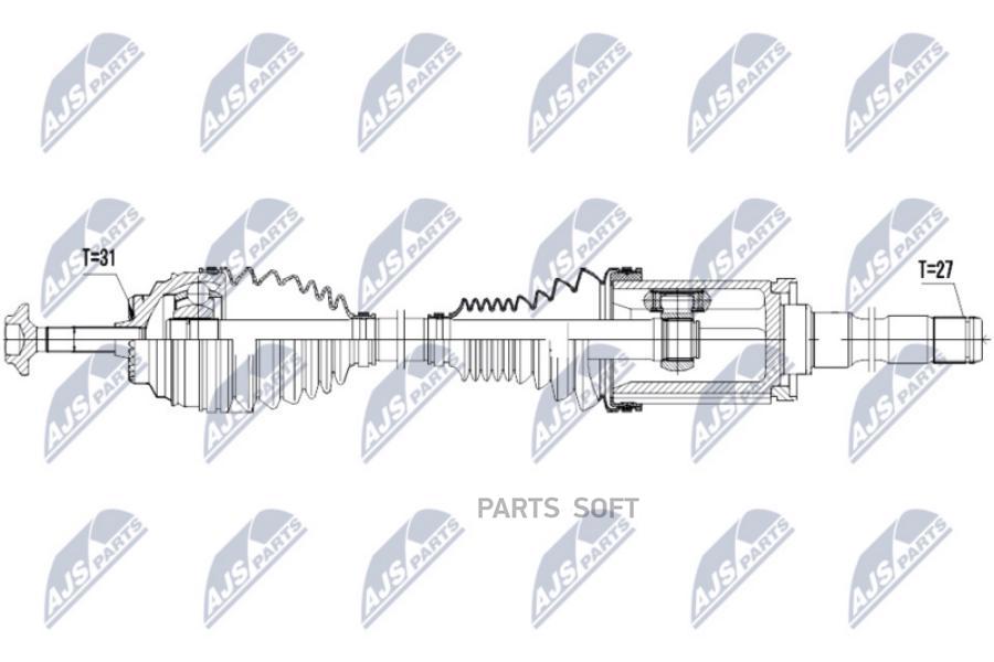 NTY NPWBM027 Вал полуоси (привод в сборе) bmw xdrive 1 m135i/m140i, 118d/120d 11-, 2 m235i