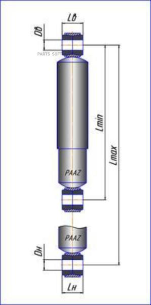 П40.1.2905005_амортизатор подвески! 485-785 О/О 24x62 24x62 КАМАЗ 4208/4211/4310/435