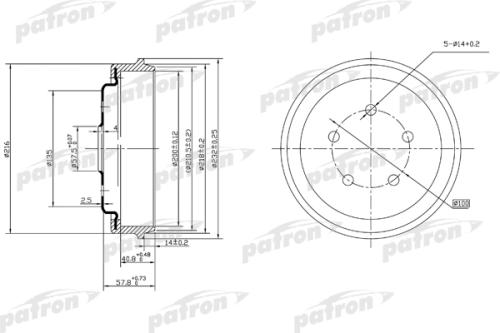 PATRON Барабан тормозной PATRON PDR1001 комплект 1 шт
