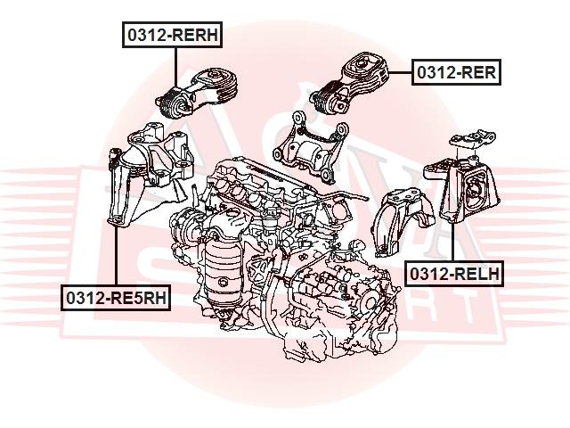 Подушка двигателя ASVA 0312RE5RH правая, Honda CR-V 07-12 2.