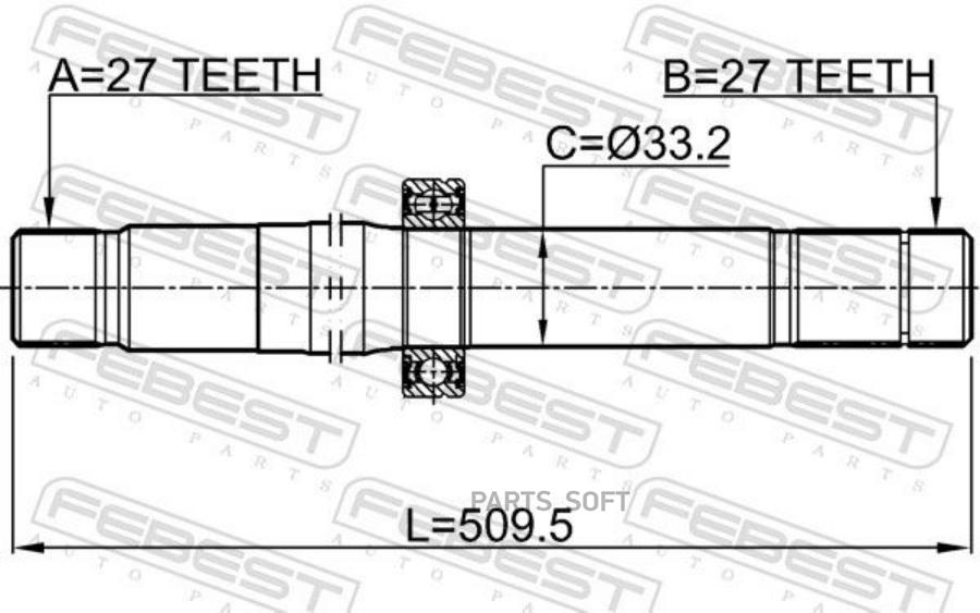 Полуось левая MERCEDES W205 (27X510X27) 1612-222