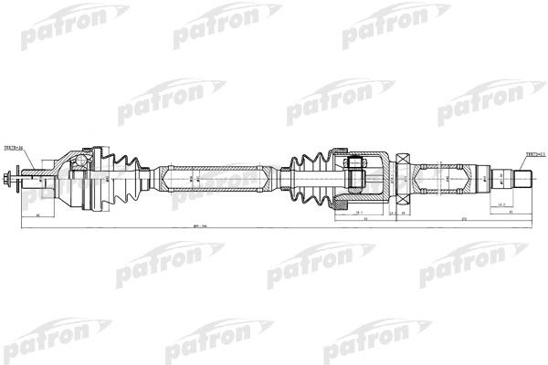 Полуось передняя правая 36x921,5x56x23 FORD: C-MAX 04-07, FOCUS LL 06- PATRON PDS0381