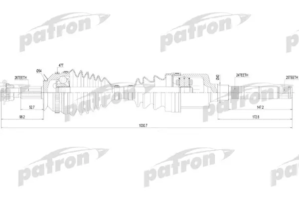 Полуось прав CHRYSLER Voyager 95-01 PATRON PDS2818