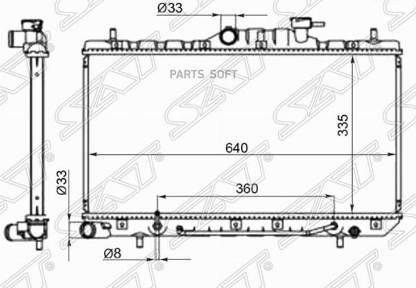 Радиатор Hyundai Accent (Tagaz) 1.3/1.5/1.6 00-(Трубчатый) Sat Sg-Hy0002-At-R