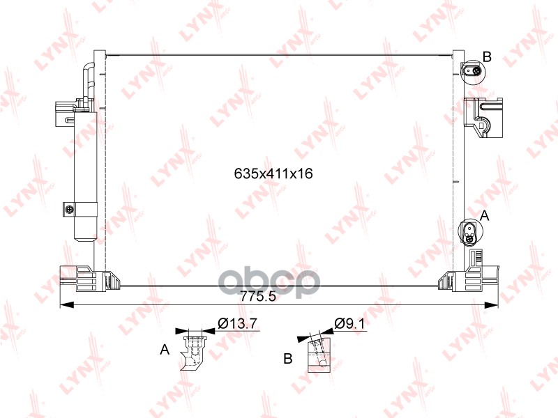 Радиатор Кондиционера С Осушителем LYNXauto арт. RC0074