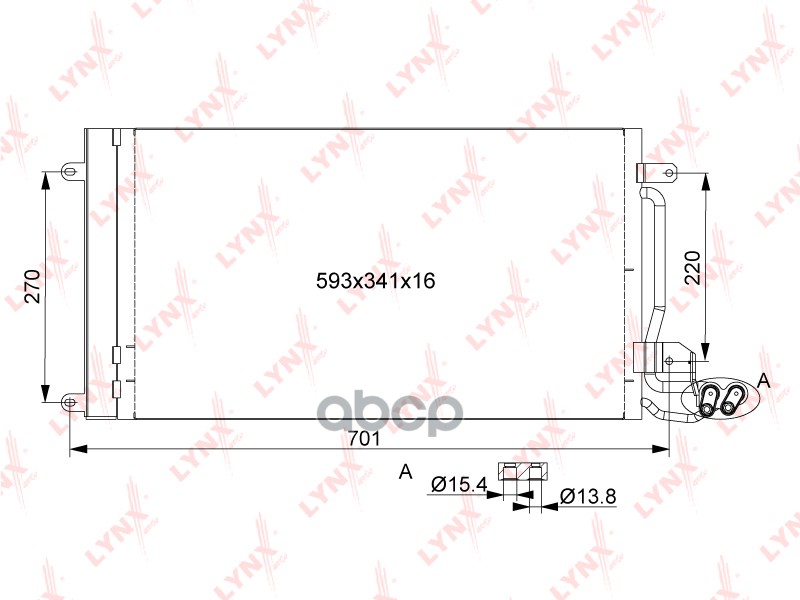 Радиатор Кондиционера С Осушителем LYNXauto арт. RC0095