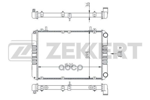 Радиатор Охлаждения Двигателя Gazelle 3302 99- 2705 99- 3221 99- 33025 09- Zekkert арт.