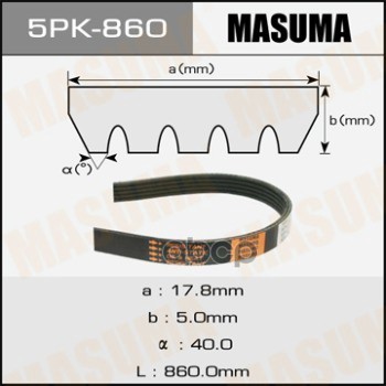 Ремень Поликлиновой Masuma арт. 5PK-86