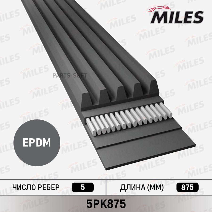 Ремень Приводной Поликлиновой 5pk875 Miles 5PK875