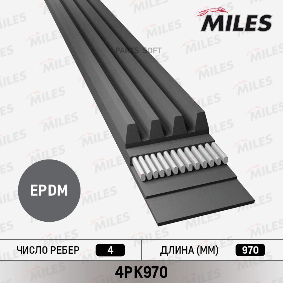 Ремень Ручейковый Miles 4pk970 Miles арт. 4PK97