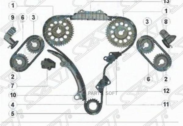 SAT Комплект цепи ГРМ NISSAN VQ20DE/VQ25DE/VQ30DE