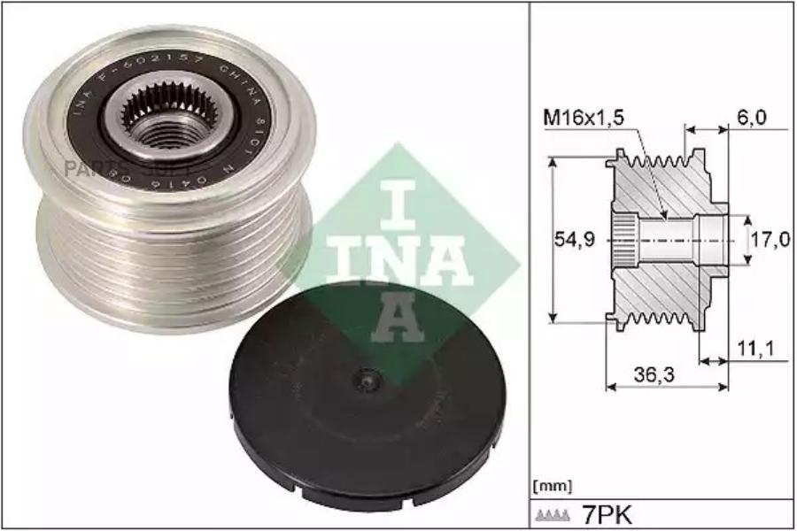 Шкив генератора Nissan Np300 Navara 15> Renault Alaskan 17> INA 53502981