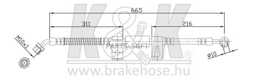 Шланг Тормозной Kиk Ft0828 Kia Sorento 02- Передн. Прав. K&K FT0828