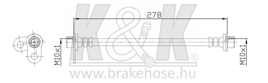 Шланг тормозной K&K FT0746 MMC OUTLANDER 06-, LANCER VIII 07-, PEUGEOT 4007, CITROEN C-CRO