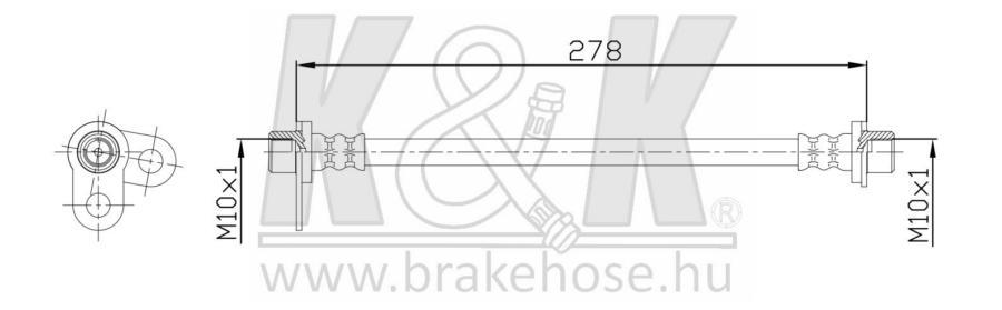 Шланг тормозной K&K FT0747 MMC OUTLANDER 06-, LANCER VIII 07-, PEUGEOT 4007, CITROEN C-CRO