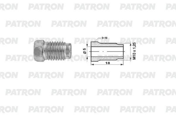 Штуцер Штуцер универсальный M10X1,25, L=19,5MM, S=10, D=5MM PATRON PHL5100112