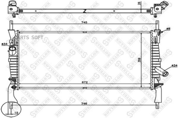 STELLOX 10-26751-SX радиатор системы охлаждения Ford Transit 2.2TDCi/2.4TDCi 06> 1шт