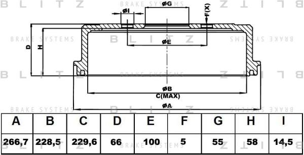 Тормозной барабан BLITZ BT0124