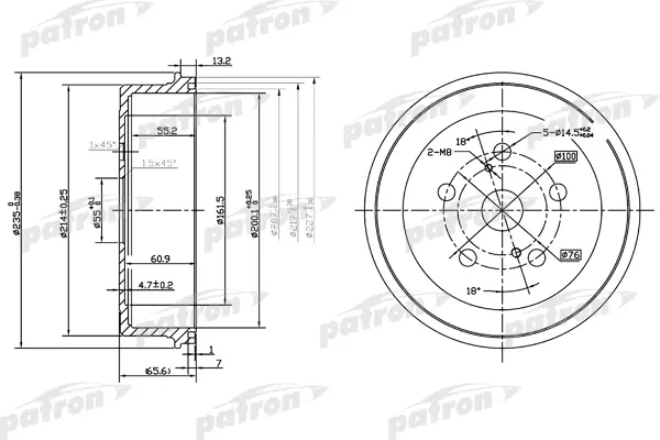 Тормозной барабан PATRON PDR1182